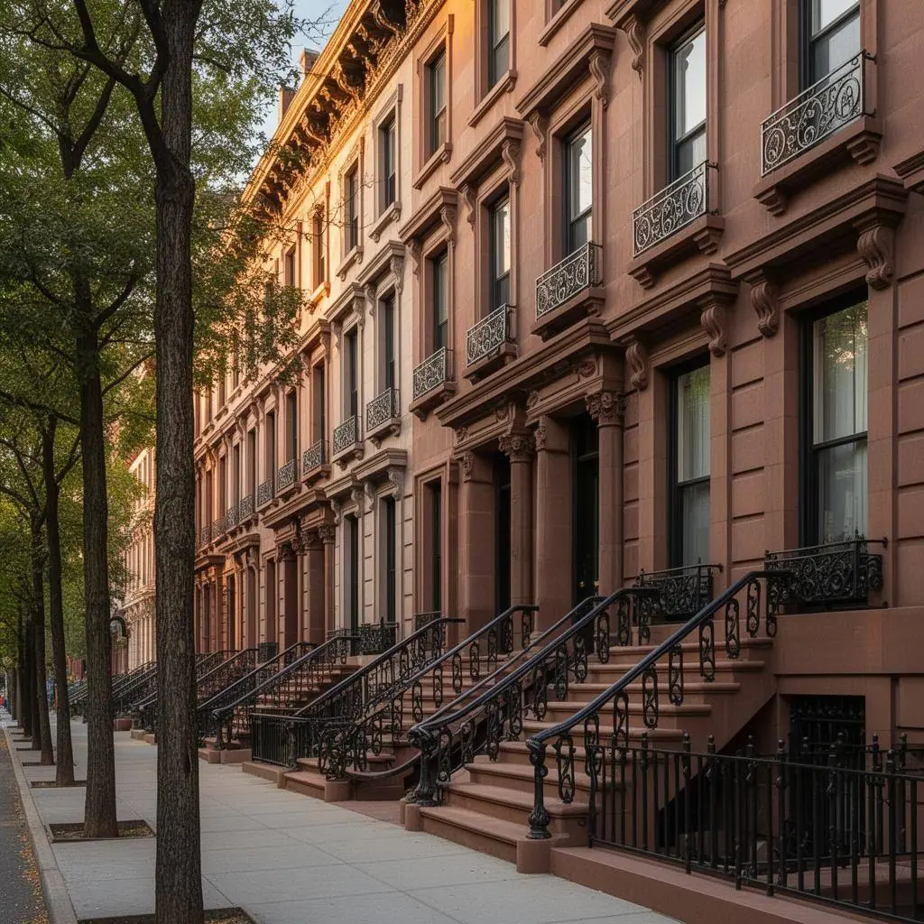 Row of Upper East Side brownstone and limestone townhouses used for Gossip Girl exterior scenes, Gossip Girl Tours NYC