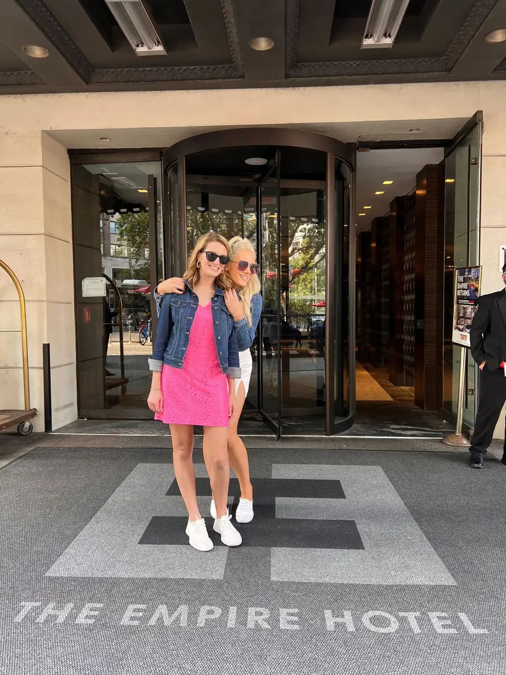 Guest outside the Empire Hotel entrance on the Gossip Girl Experience in New York City